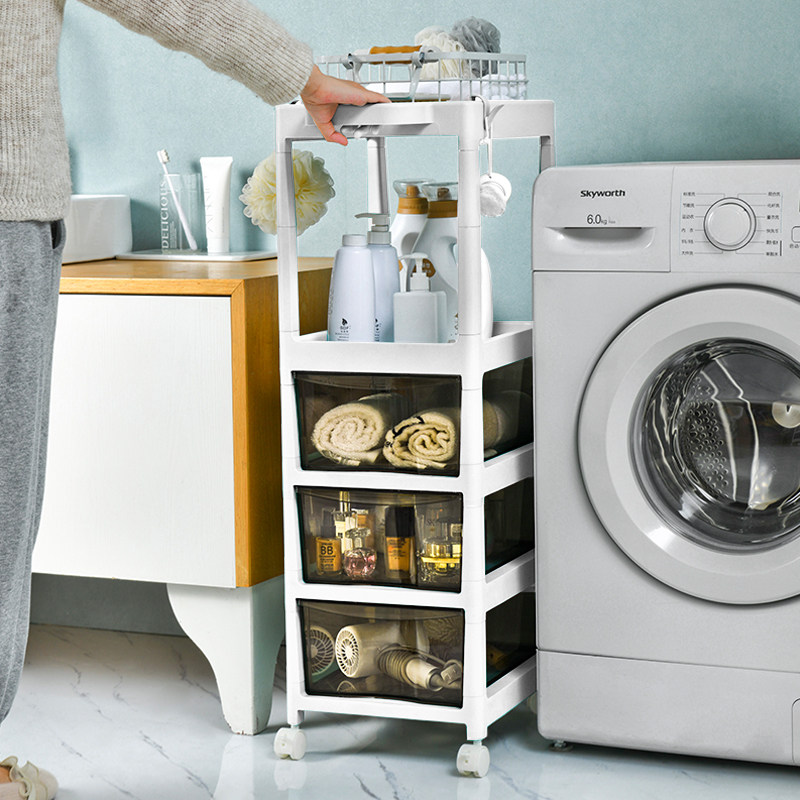 Multilayer clip slit shelve Kitchen Bathroom with floor Makeup Room Storage Narrow Slit Nip Mobile Small Cart