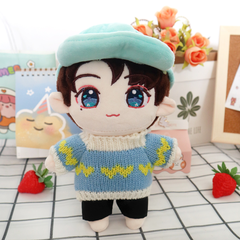 Light Blue & Cap Yellow W-shirt Black Pantsgoods in stock Zhang zhehan Gong Jun doll 20 centimeter cotton bjd  Star Doll Human form doll clothes girl student gift
