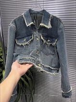 American vintage POLO collar long sleeve denim cardiopoux jacket woman autumn winter 2024 new small crowdsourced unique design blouses