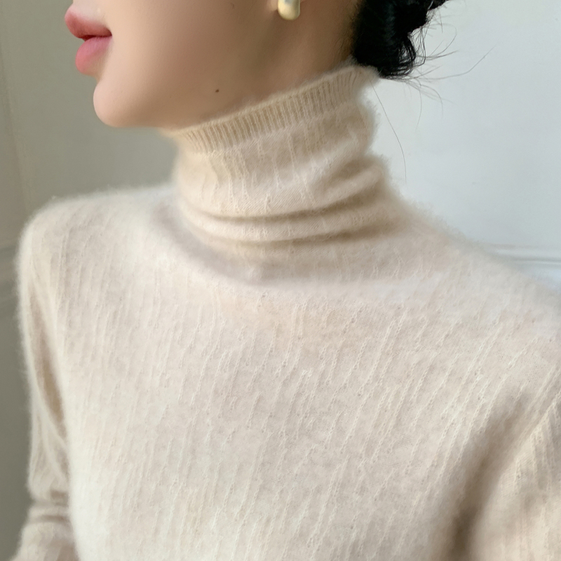 Small Floral Print Free-Neck Cashmere Sweater for Women, New Autumn and Winter Style, Warm and Versatile Long-Sleeve Knit Base Sweater