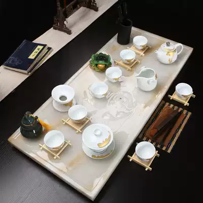 Jade tea tray complete set of kung fu tea set home simple modern creative small tea table living room drainage tea tray