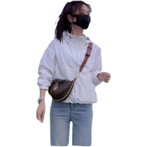 White hooded ice silk sun protection clothing for women summer thin loose casual sun protection clothing for small people sports jacket tops