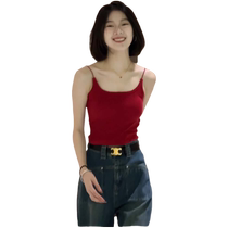 Red small camisole for womens summer outer wear 2024 new model with chest pad one-piece slim fit inner and beautiful back tube top