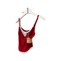 Red fake two-piece camisole womens summer outer wear 2024 new slim fit and beautiful back inner short top ins