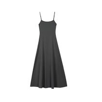Gray low-neck suspender dress for women 2024 summer new style pure lust style slim slim sexy hot girl hip skirt