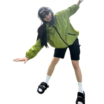 Green sun protection clothing for women 2024 new autumn thin breathable loose outdoor mountaineering clothing workwear jacket