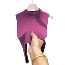 Half-turtle collar vest for women in late autumn and early winter knitted sweater bottoming shirt short sleeveless top trendy