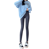 Gray Shark Pants Womens Outerwear Autumn and Winter High Waisted Velvet Tight Seamless Yoga Pants Cloudy Barbie Leggings