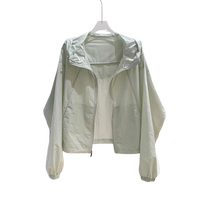 Green sun protection clothing for women 2024 new autumn thin loose casual small hooded sun protection clothing short jacket