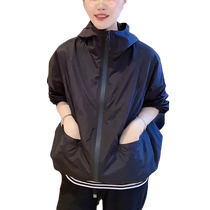 European black hooded jacket womens 2024 autumn new hot style outdoor fashion mountaineering sun protection clothing