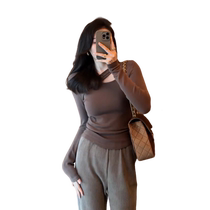 Long-sleeved T-shirt womens 2024 new autumn pure lust sexy inner top irregular slim slimming bottoming shirt
