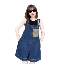 Korean version of salt denim overalls shorts for women summer thin large size fat MM temperament age-reducing shorts one-piece pants for small people