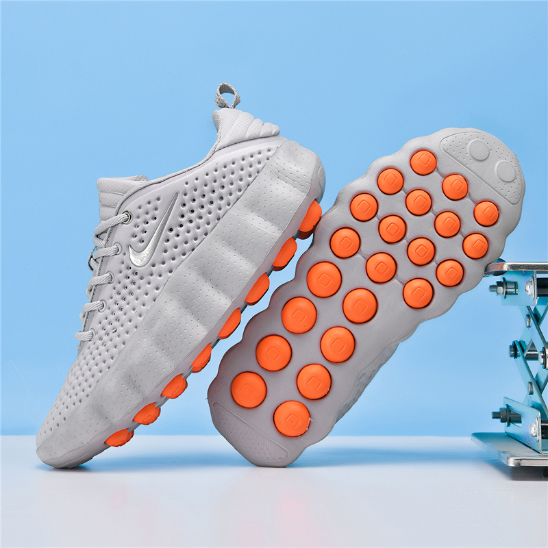 New 2026 Summer Casual Sports Running Shoes, Breathable Lace-Up Versatile Gray-White Massage Sole Men's Shoes