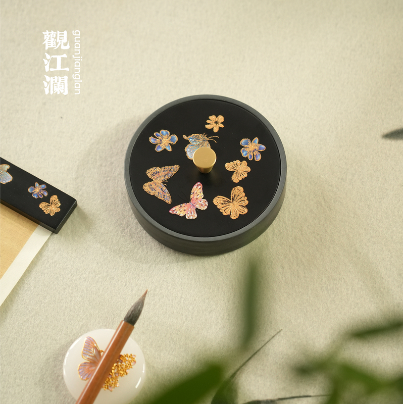 Guanjianglan New Product Butterfly Inkstone Plate with Floral Design, Chinese Style Stationery, Good Item for Study Room Decoration Guanjianglan New Product Butterfly Inkstone Plate with Floral Design, Chinese Style Stationery, Good Item for Study Room Decoration