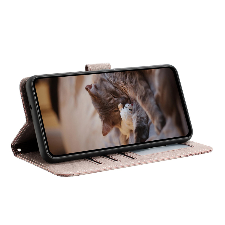 Embossed Cats On Wall Wallets Folio Flip Magnetic Synthetic Leather Card Holder Folding Stand A54, A34, A24, A14, S23, S23