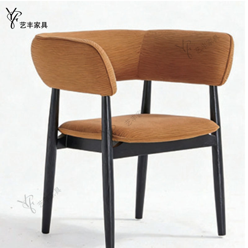 Nordic Light Luxury Solid Wood Fendi-Style Home-Use Chair with Soft Backrest, Italian Minimalist Hotel Cafe Reception and Meeting Chair