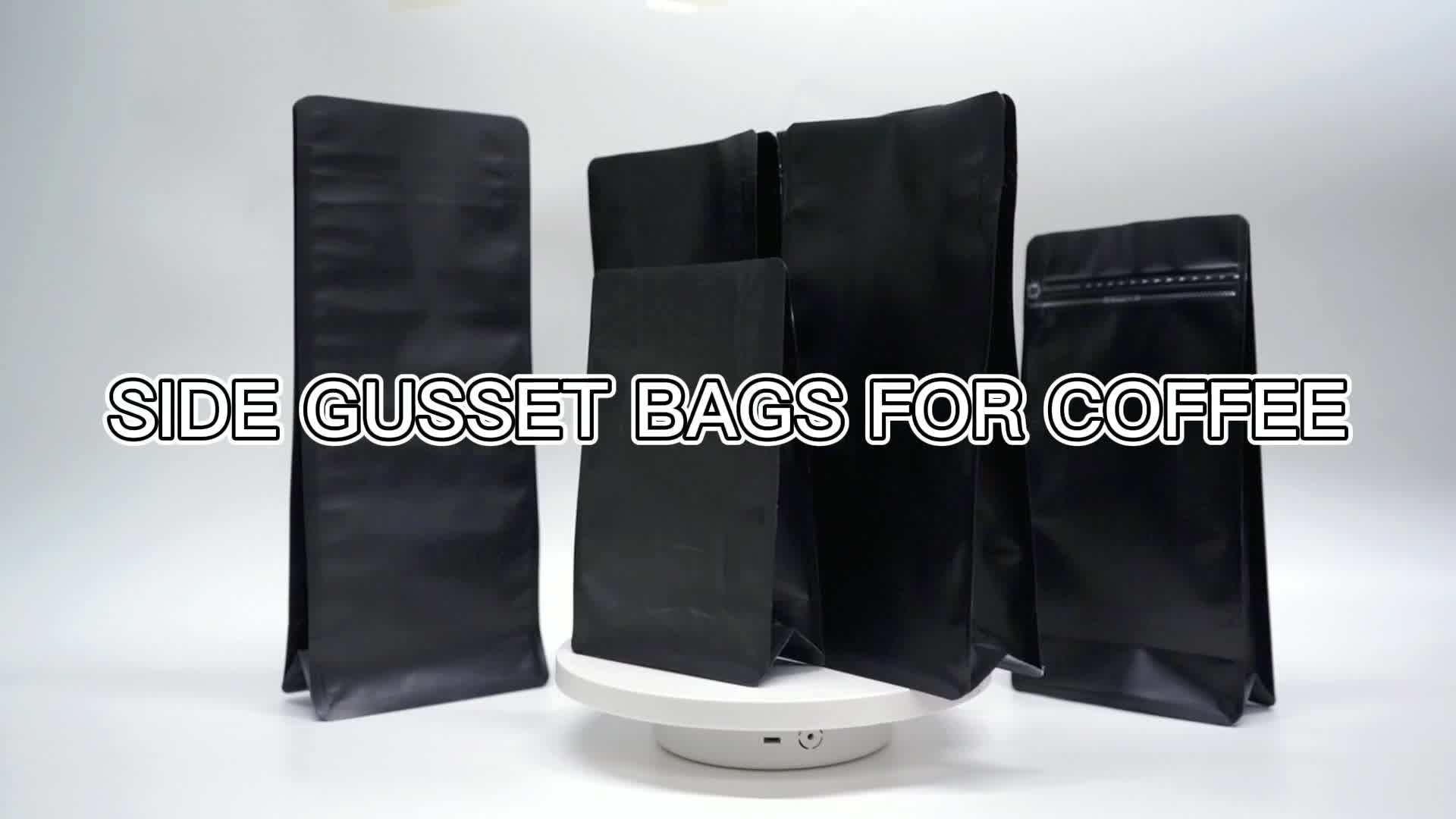 500g 1kg 2kg Custom Flat Bottom Coffee Bags With Valve And Zipper