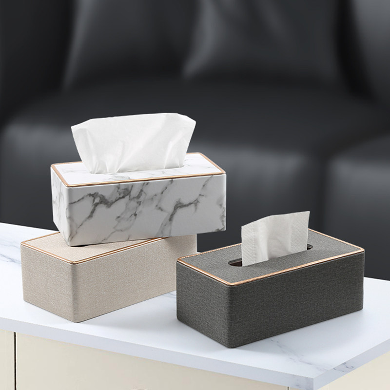 Light luxury tissue box in air - high - sense living room household paper carton - box leather for Nordic desktop minimalist large pump box
