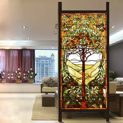European pastoral art Church glass partition screen Stairwell Aisle entrance Soldering wall hanging decoration Tempering order