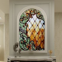 Custom European-style Mosaic Church Art Glass Septulation Screen Kitchen Push-and-window Ceiling Lighting Arched steel