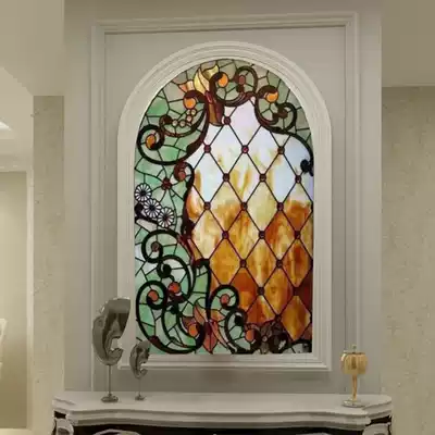 Customized European Mosaic Church colored art glass partition screen kitchen pull doors and windows hanging ceiling lighting arc