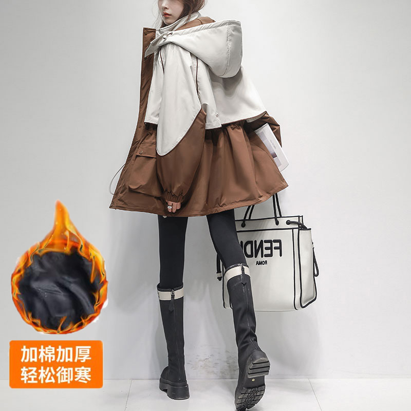 2023 autumn and winter embroidered Korean version loose thickening tooling women fat mm large code wind clothes with long section of submachine coat Chaodeo-Taobao