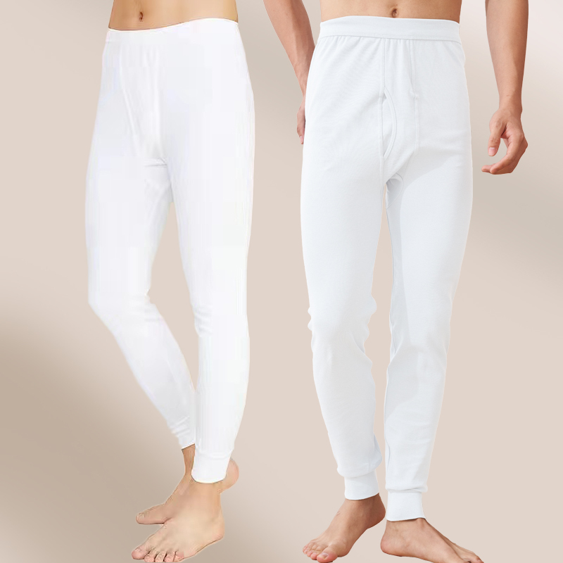 100% Pure Cotton Thermal Pants, White, Loose-Fitting, Warm, Thin Knit Pants, All-Cotton Wool Pants, Physiotherapy Pants, Heat Therapy Experience, Wellness Center