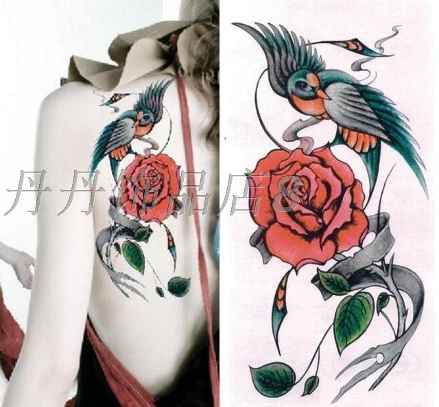 Hoa và chim hoa mẫu đơn dán hoa dán cơ thể người phụ nữ không thấm nước mô hình tạm thời 5 hình xăm dán đại bàng