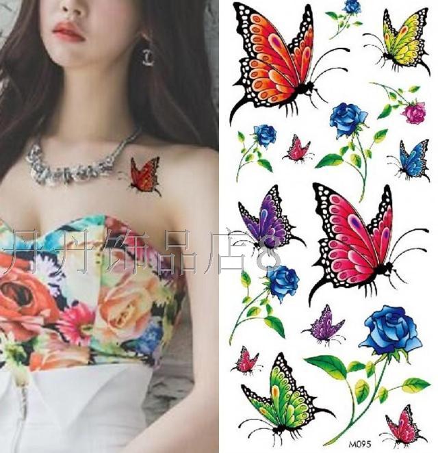 Nữ Hình xăm không thấm nước Nhãn dán Hoa Bướm Sexy Vẽ trên cơ thể Hình xăm Hàn Quốc hình xăm dán tay