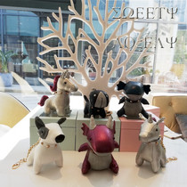 Ins Nordic style creative leather cartoon animal key chain pendant clothing accessories luggage accessories