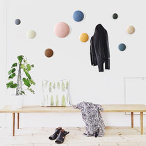 Ins Nordic style solid wood color dot hook creative simple wardrobe handle porch living room children's room decoration