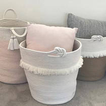 ins Nordic cotton thread woven tassel decoration storage basket dirty clothes basket childrens toy storage basket photo props