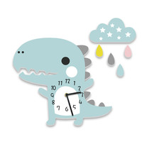 ins Nordic creative three-dimensional cartoon dinosaur Swan wall clock childrens room bedroom decoration silent wall clock