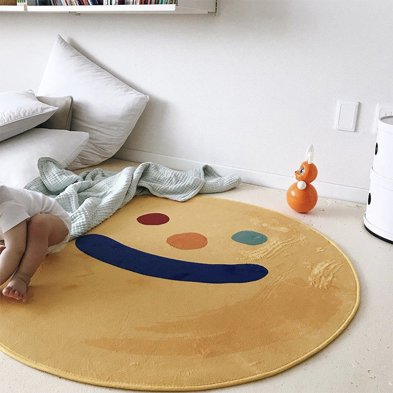 Ins nordic wind children's room cute smiling face mat baby climbing mat game mat home carpet photo props