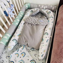 Ins Nordic wind removable and washable cotton printing rainbow children's bed circumference crib anti-collision guardrail baby fence