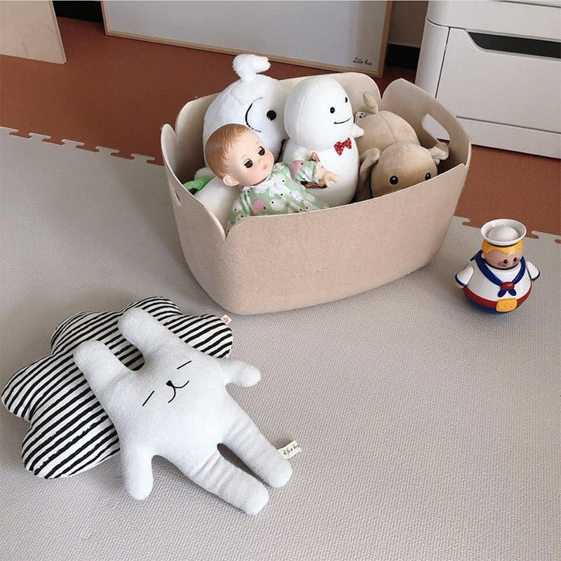 Ins Nordic wind wool felt storage basket children's room toy storage basket preschool education place storage basket photo props