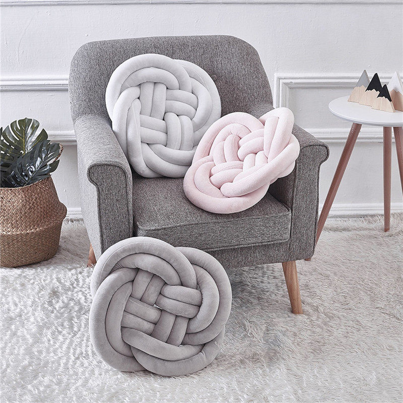Ins Nordic wind explosions net red knot ball knot pillow sofa pillow floating window decoration girl heart solid color cushion