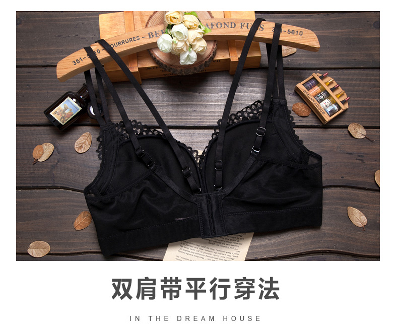 Áo ngực đẹp khoe ngực nhỏ gợi cảm dày lên trên áo ngực nữ sinh viên đồ lót ren đen nữ không có vòng thép - Áo ngực không dây quần áo nữ đẹp