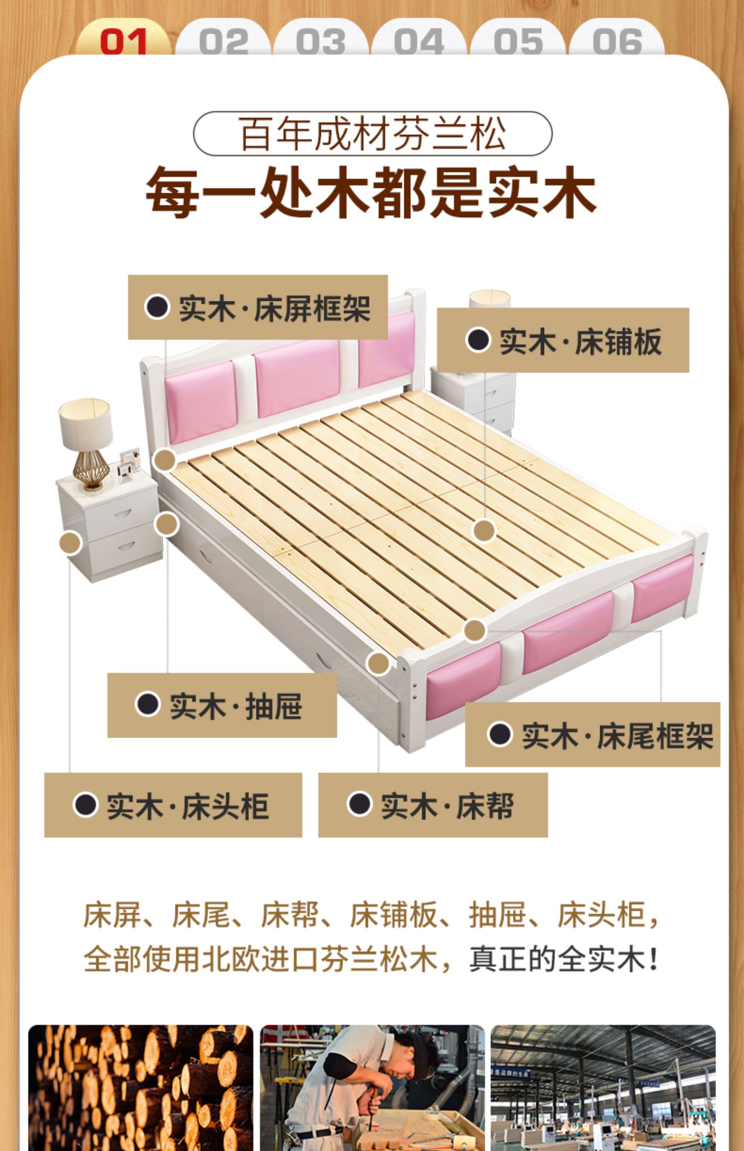 Đơn giản đồ nội thất giường gỗ rắn đôi master bedroom châu Âu, giường 1.5m1.8 giường m hiện đại gói mềm nhỏ gọn mềm trên giường - Giường giường trắng