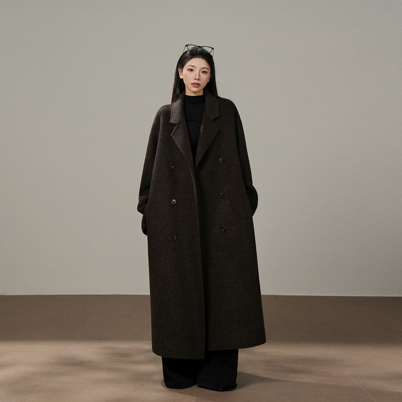 Lengyu Elegant Long Loose Wool Coat, Long Woolen Coat, Cashmere Double-Sided Woolen Coat, Autumn and Winter Women's Clothing Lengyu Elegant Long Loose Wool Coat, Long Woolen Coat, Cashmere Double-Sided Woolen Coat, Autumn and Winter Women's Clothing