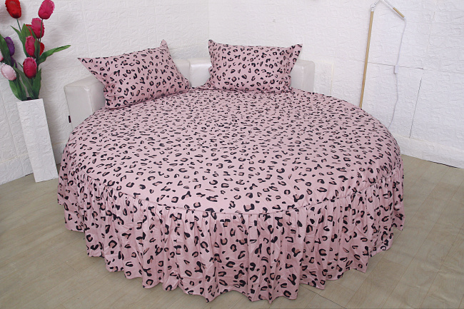 Giường tròn cotton bed quilt quilt cover phiên bản Hàn Quốc của bốn bộ tùy chỉnh giường tròn da báo bột chủ đề khách sạn nhiều bộ khác nhau của nhiều bộ - Váy Petti váy giường đẹp	