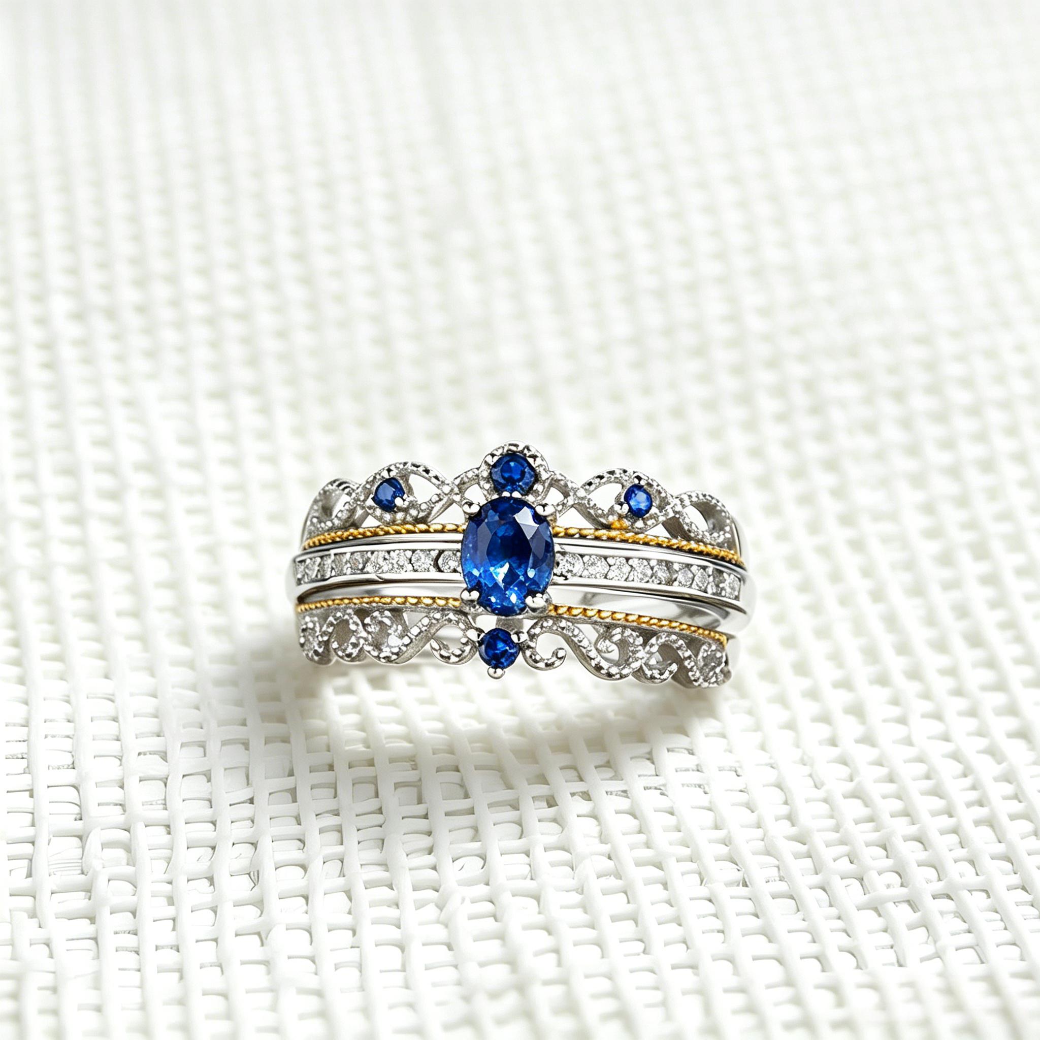 Natural sapphire rings stacked