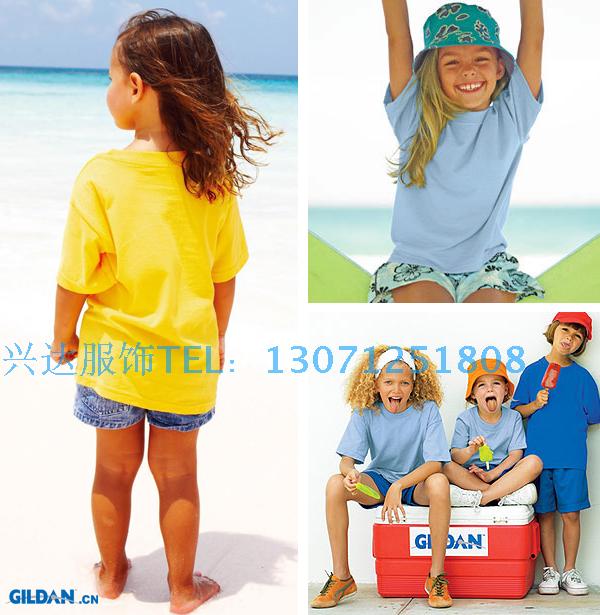 Gildan 76000B trẻ em cotton màu trống cổ tròn ngắn tay t-shirt quần áo trẻ em cha mẹ và con áo sơ mi