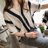 Летняя сексуальная рубашка, в западном стиле, в корейском стиле, V-образный вырез