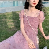 Летняя одежда, милая длинная юбка, шифоновое платье, коллекция 2022, французский стиль, в цветочек