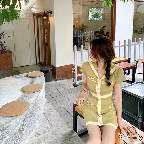 Ретро милое трикотажное сексуальное платье, юбка, французский стиль, в западном стиле