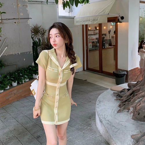 Ретро милое трикотажное сексуальное платье, юбка, французский стиль, в западном стиле