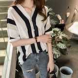 Летняя сексуальная рубашка, в западном стиле, в корейском стиле, V-образный вырез