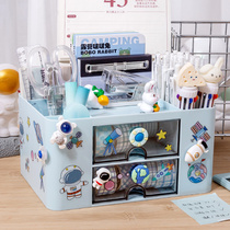 (astronauts) drawer-type large capacity pen holder containing box boy childrens desktop stationery pen box elementary school students more