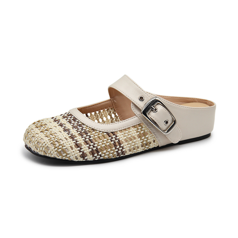 Noah's Ark 2026 Woven Half-Slippers for Women, Slip-On Mary Jane Buckle Mules 6B421029